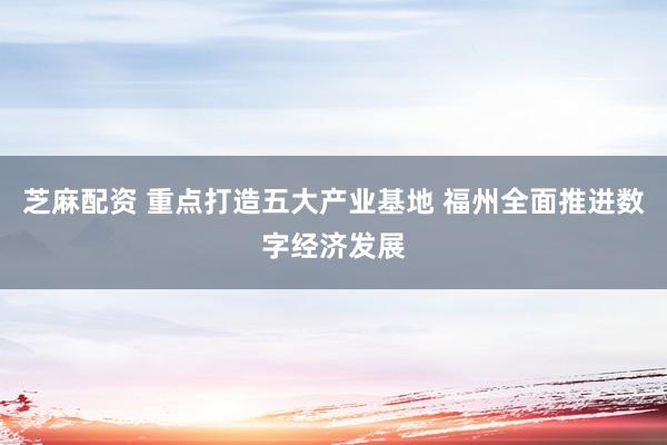 芝麻配资 重点打造五大产业基地 福州全面推进数字经济发展