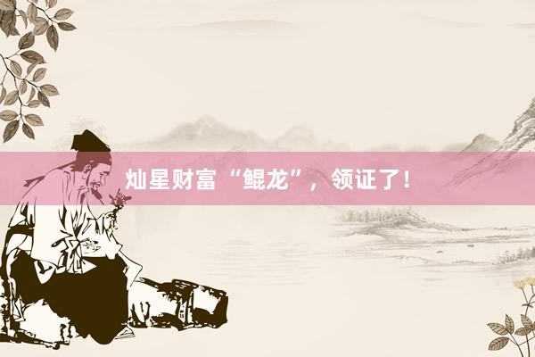 灿星财富 “鲲龙”，领证了！
