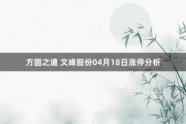 方圆之道 文峰股份04月18日涨停分析