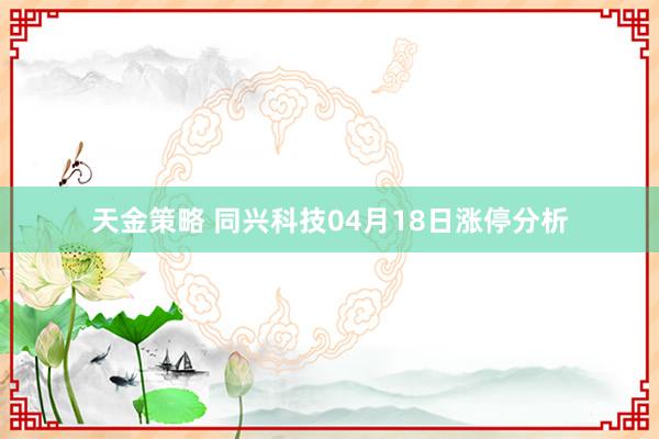 天金策略 同兴科技04月18日涨停分析